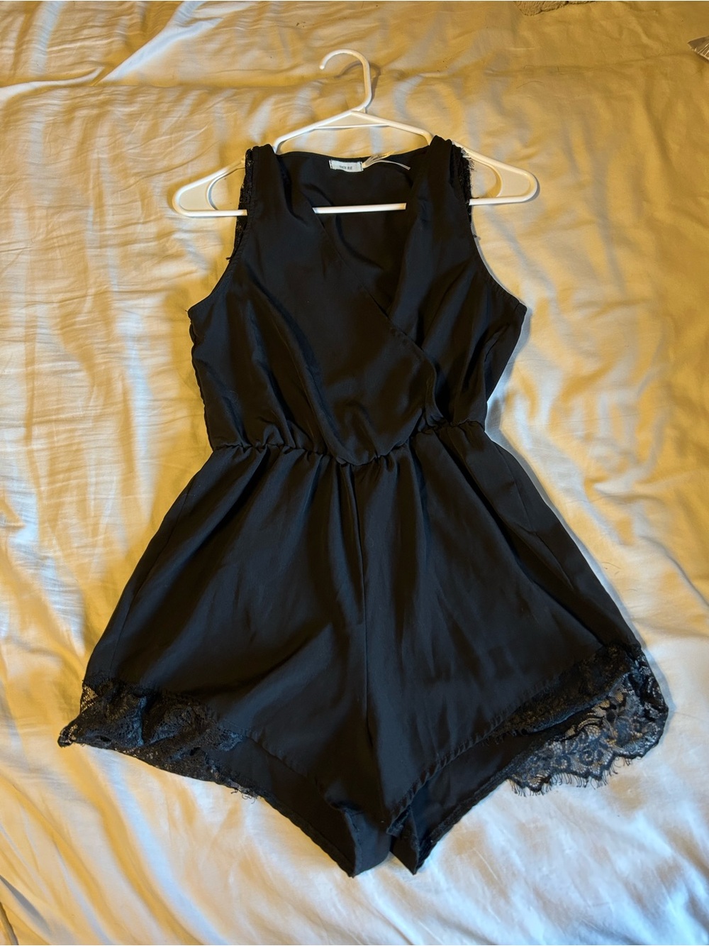 Black Lace-Trim Romper